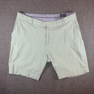 Polo Ralph Lauren Shorts Mens Seersucker Green Striped Flat Front Golf Sz 38